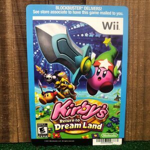 Kirby Return to Dreamland Wii Blockbuster Backer Card BACKER CARD ONLY NO GAME